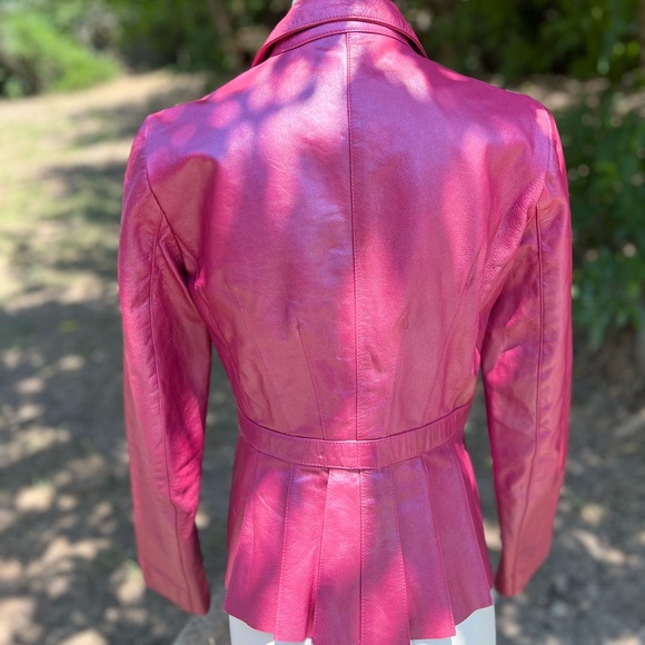 Vintage John Carlisle Leather Jacket Magenta Pink medium - Picture 4 of 12